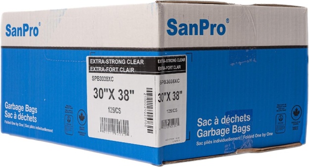 SanPro® Clear Polyethylene Garbage Bags 30''x38'' X-Strong CS/125.